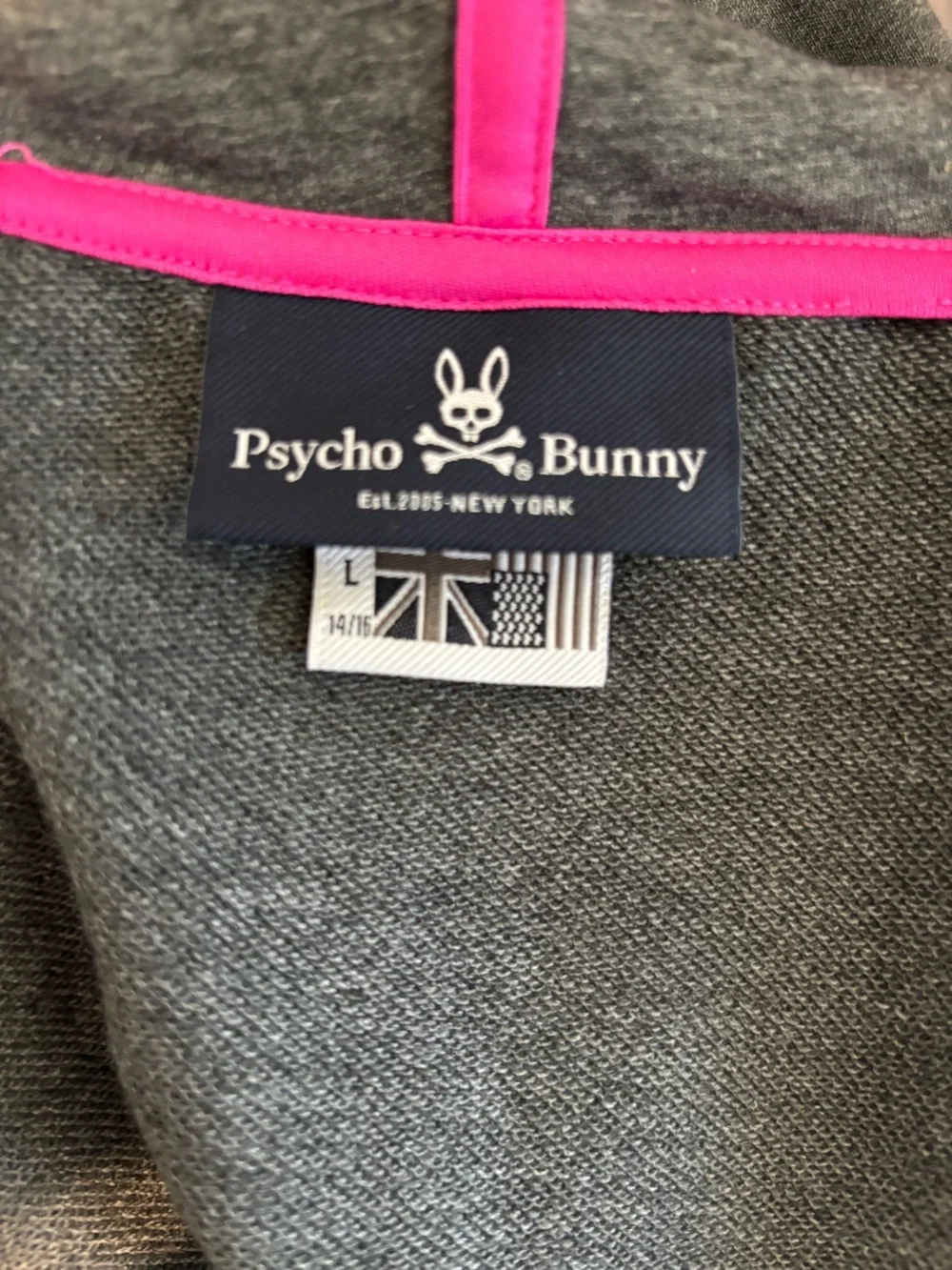 Psycho Bunny Kids Drake Full Zip Hoodie In Heather Storm Large 14/16